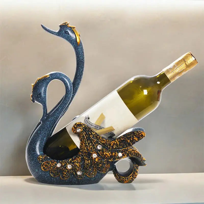 Elegant Swan-vinställ - Konstnärlig flaskhållare för snygg heminredning