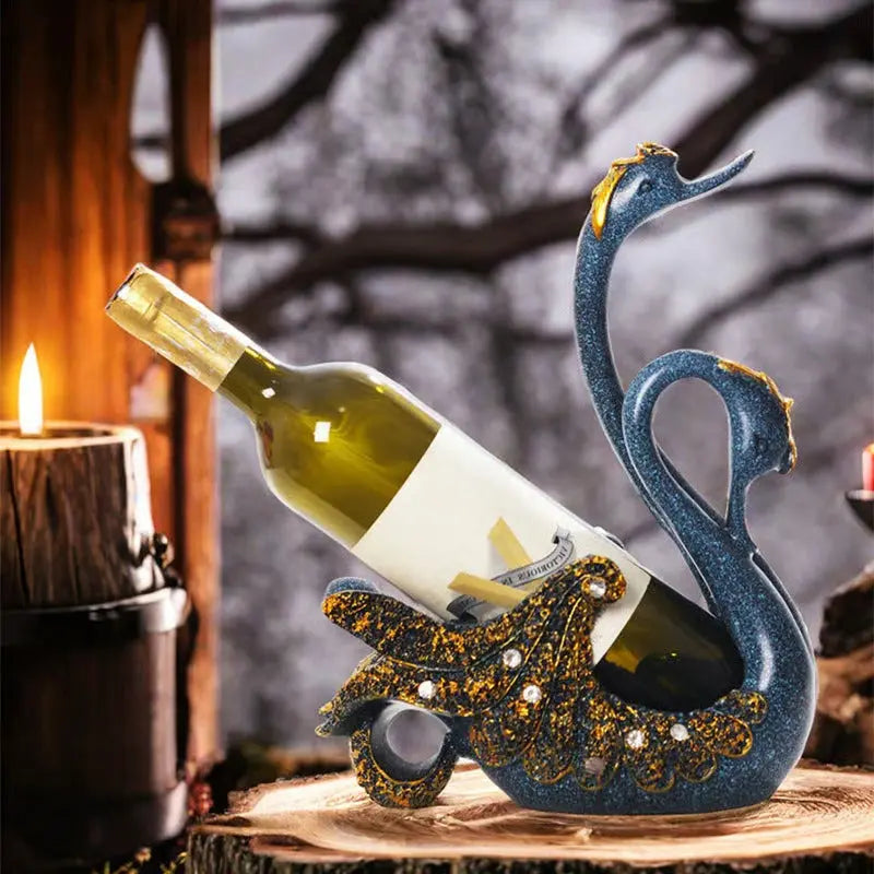 Elegant Swan-vinställ - Konstnärlig flaskhållare för snygg heminredning
