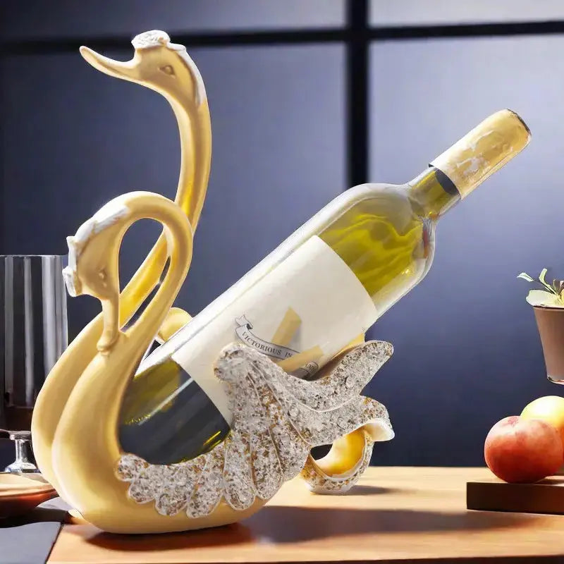 Elegant Swan-vinställ - Konstnärlig flaskhållare för snygg heminredning