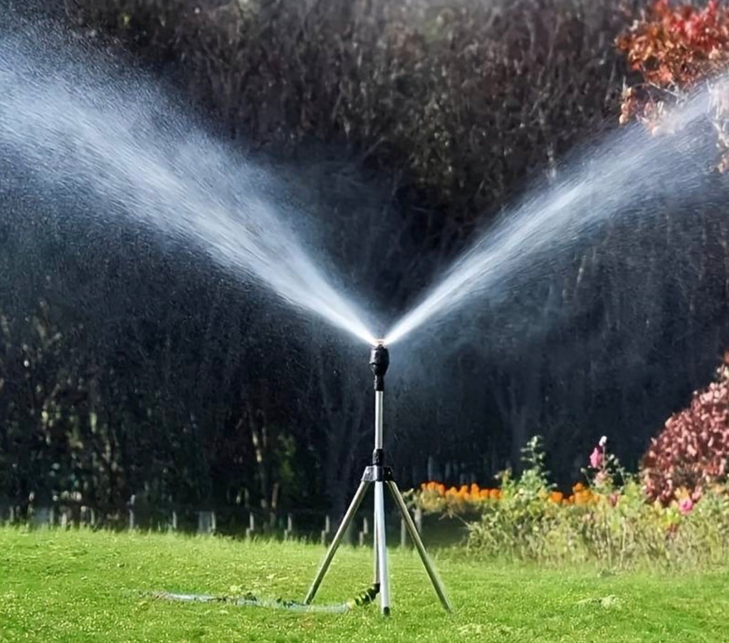 Automatisk gräsmattebevattningsspridare – Helcirkelspruta med stabil stativbas