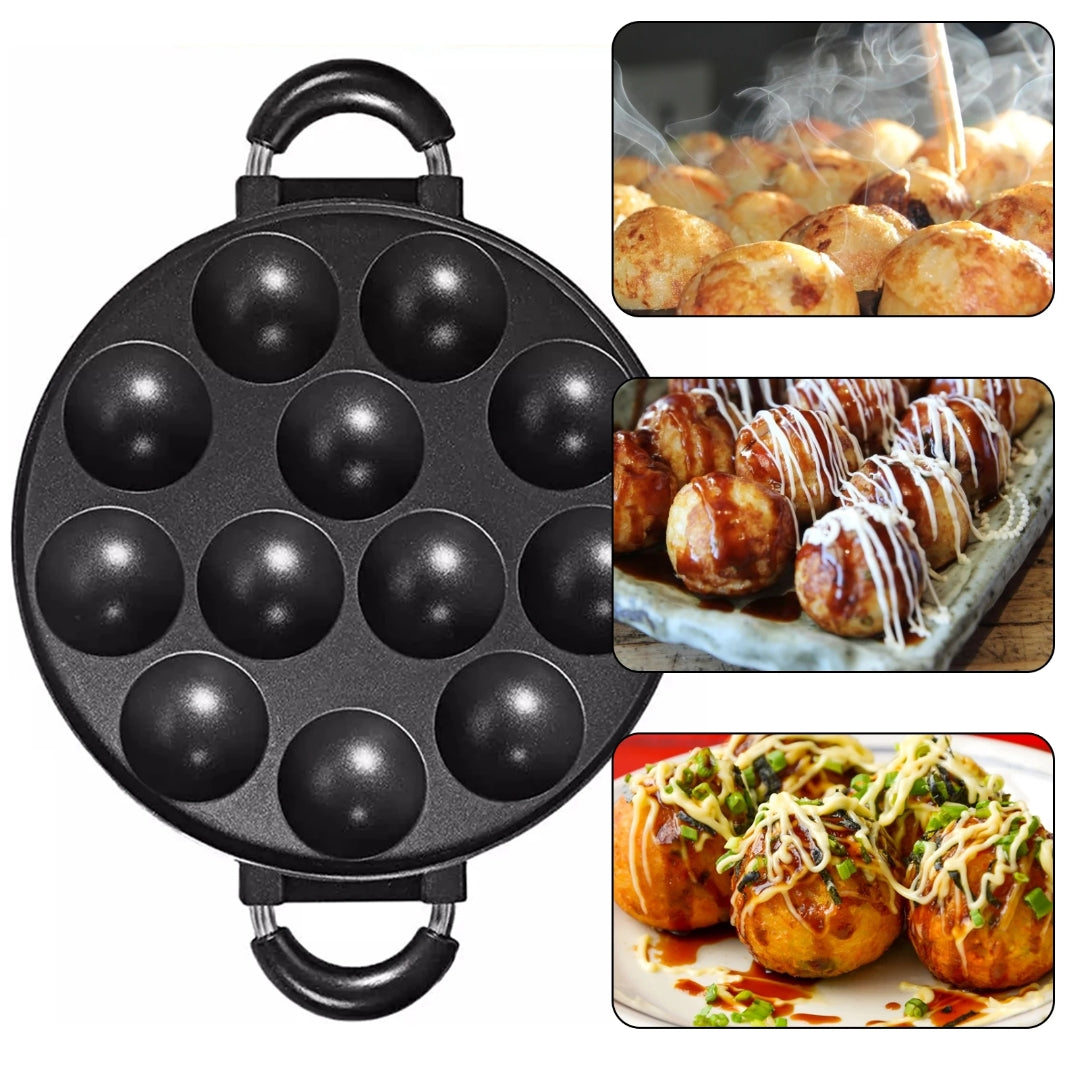 Non-stick Takoyaki-panna – Gjuten aluminiumkulform för japanska snacks och cake pops