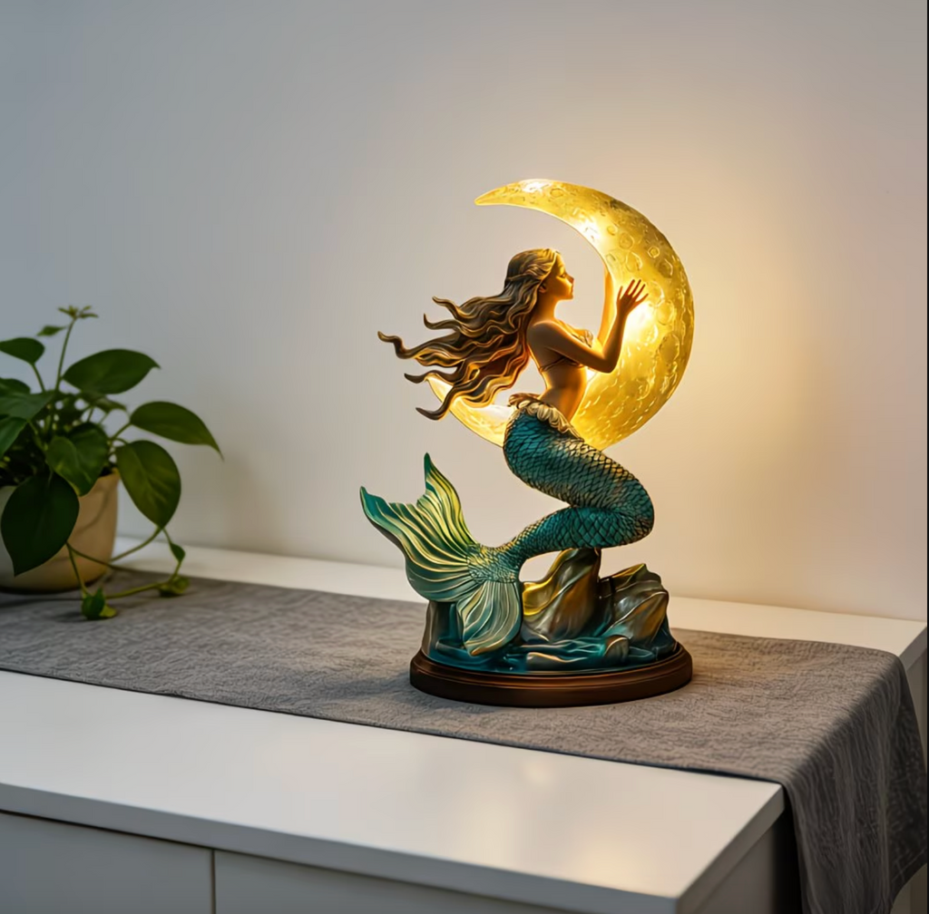Sjöjungfrufantasi Månlampa – Dekorativ LED-nattbelysning