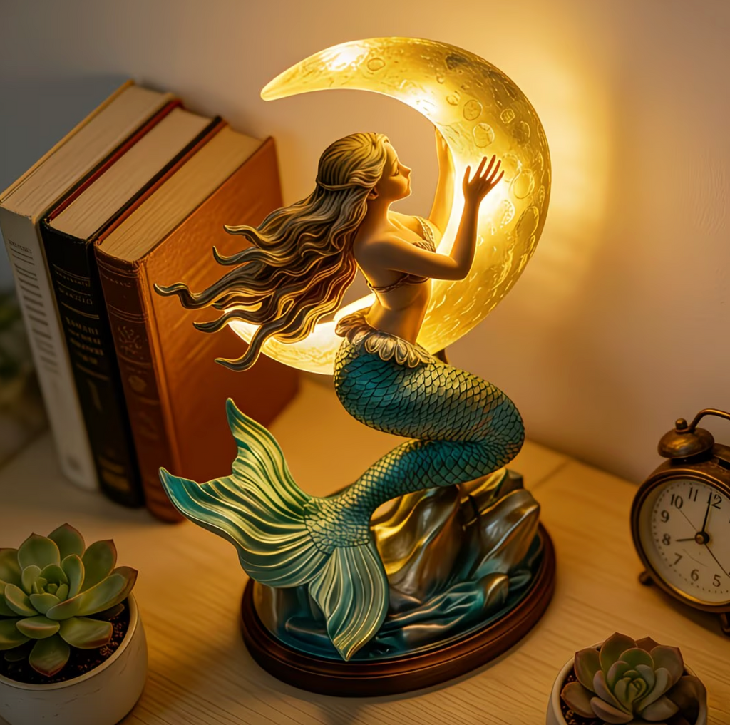 Sjöjungfrufantasi Månlampa – Dekorativ LED-nattbelysning