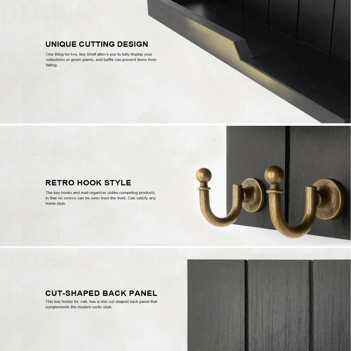 KeyHaven – Nyckelorganisator i trä med hylla, snygg väggförvaring för nycklar och post