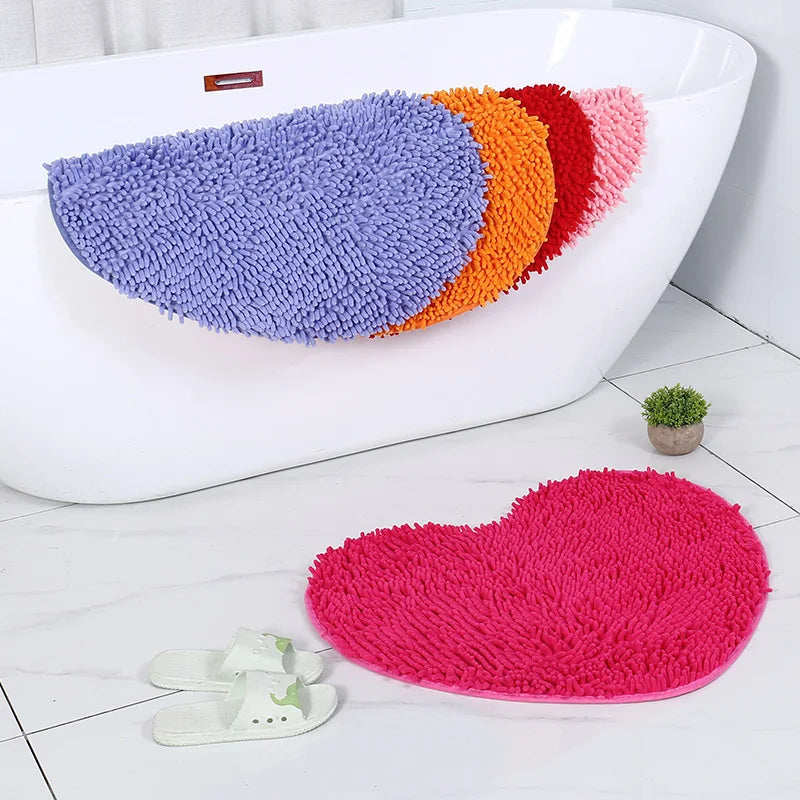 Mikrofiberbadrumsmatta - Söt hjärtformad, ultraabsorberande och halkfri design