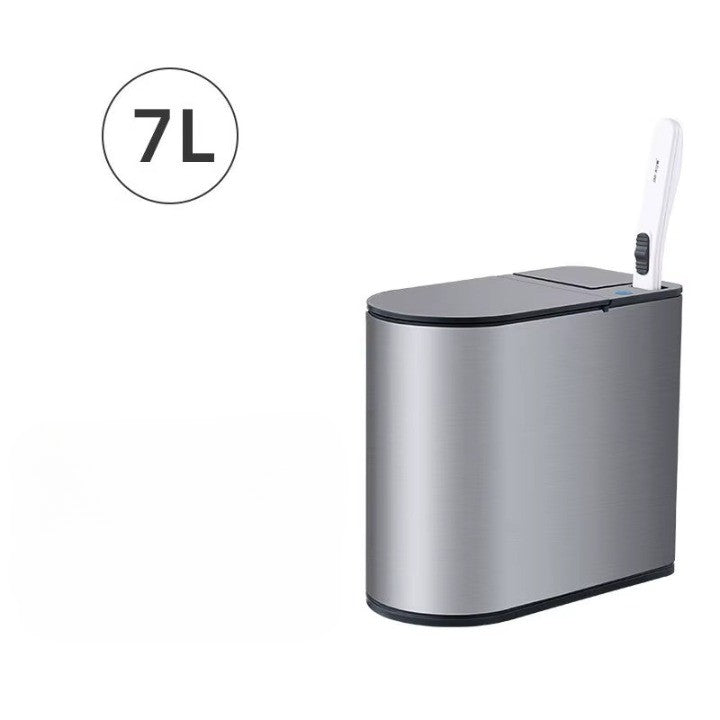 Handsfree automatisk soptunna för badrum med inbyggd rengöringsborste – Smart hygienisk avfallslösning