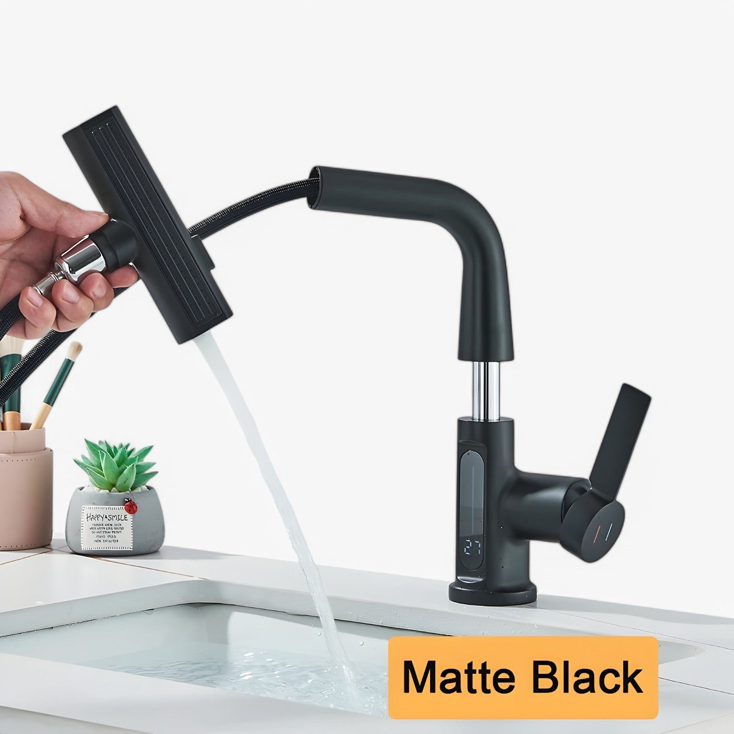 Smart LED-temperaturdisplay för kran – utdragbar vattenpip