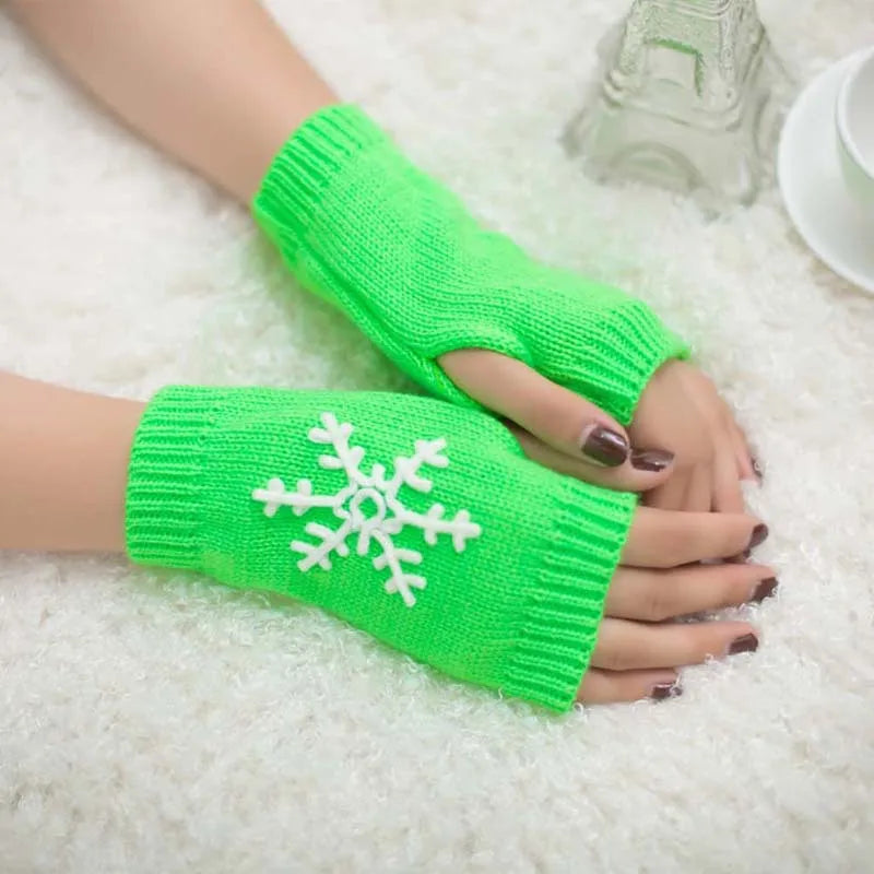 Stickade fingerlösa handskar för kvinnor - Broderade vinterhandskar