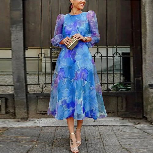 Alessia | Blommig formell midiklänning - Raffinerad bröllopsgäststil
