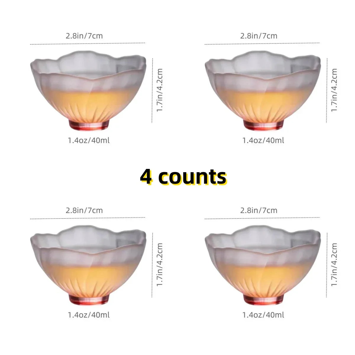 Set med 4 japanska Sakura-keramiska skålar - glaserat blomporslin