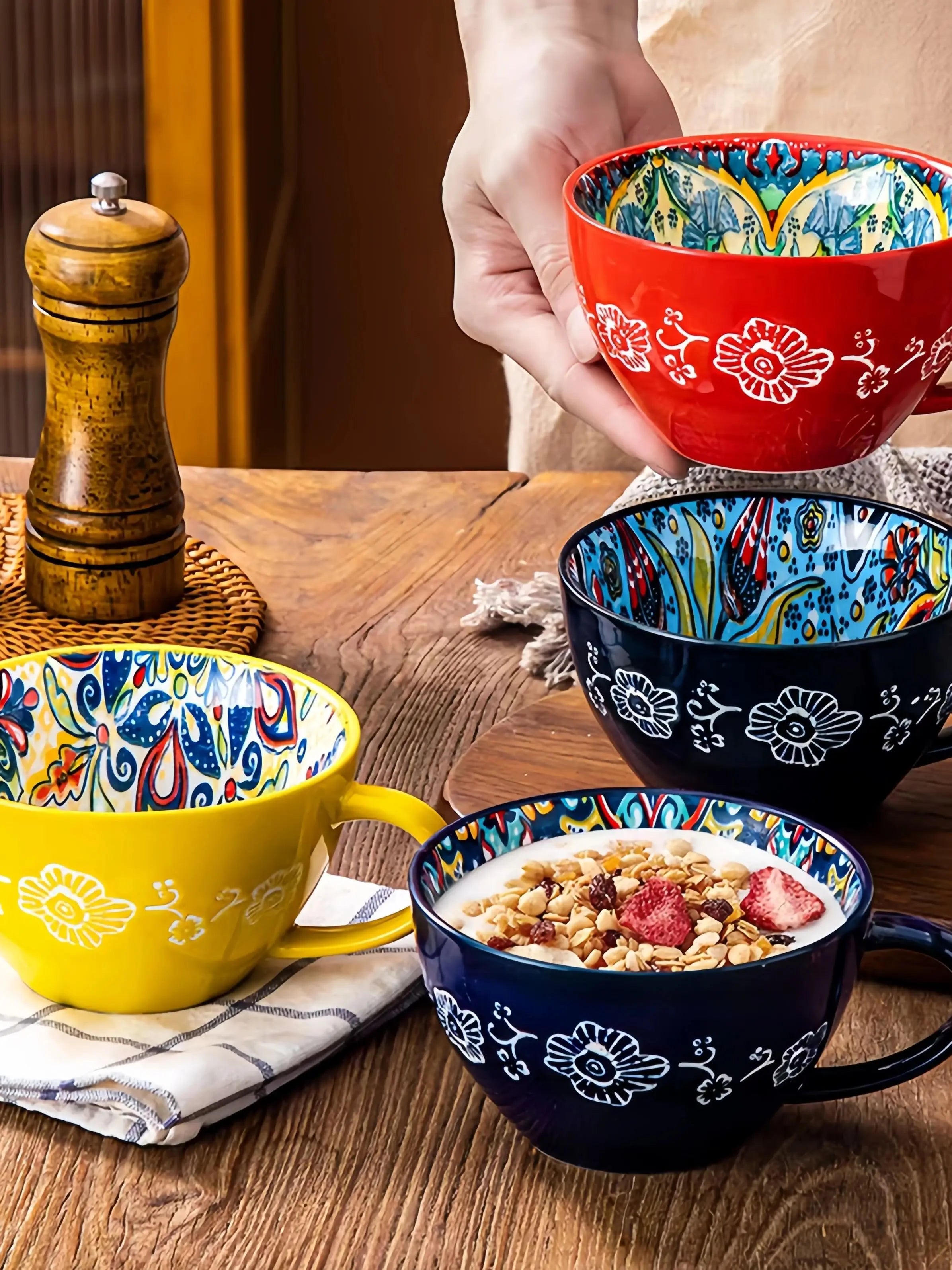 Boho Mandala Kaffekopp – Konstnärlig Keramisk Mugg för Te och Latte