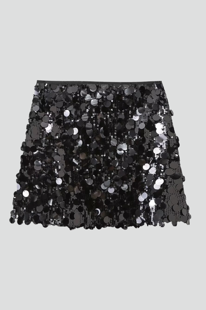 Dam Glittrig Bodycon Minikjol – Glamorös Sequined Party Clubwear Mode