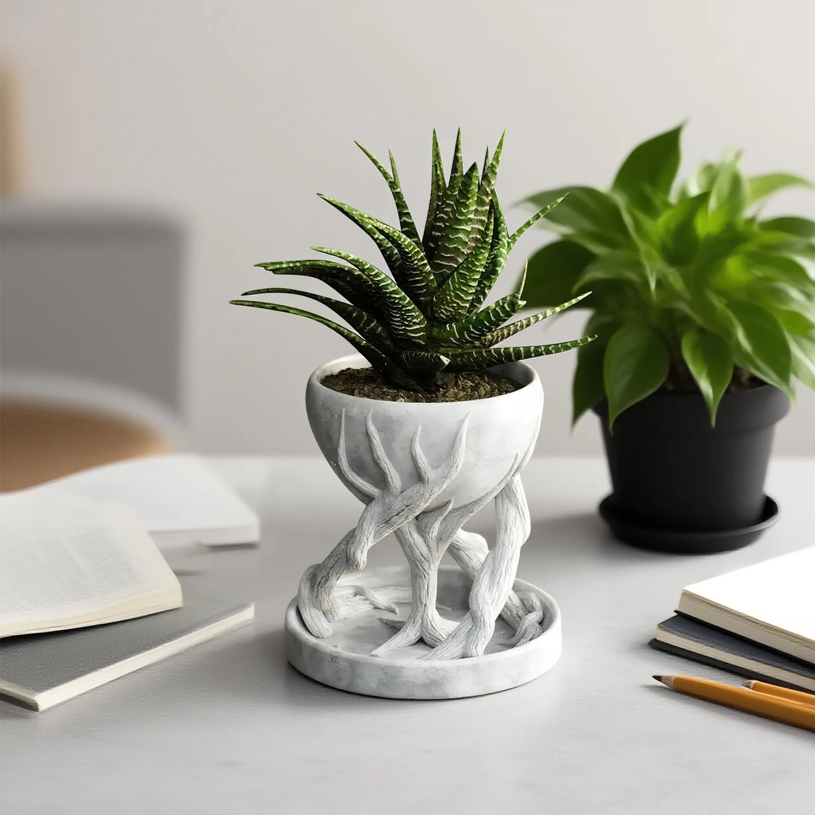 Rustik trädrotsblomkruka - Konstnärlig träplanter