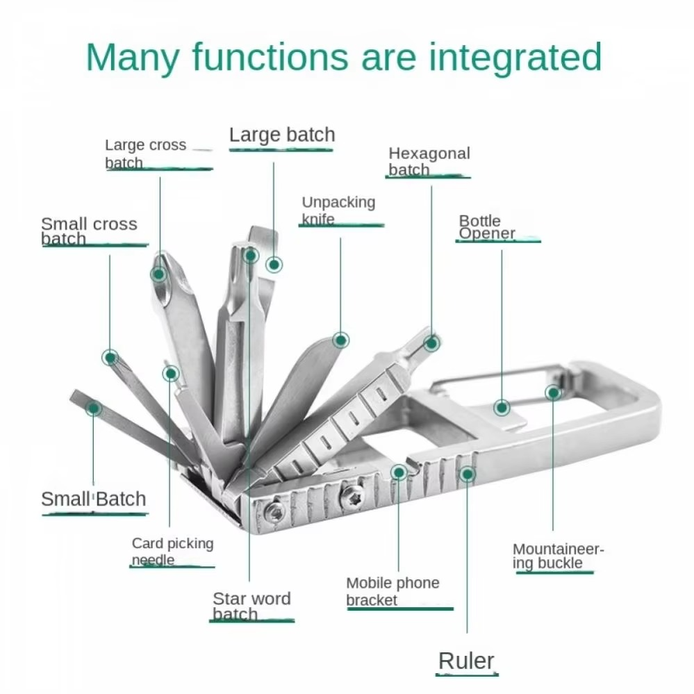 Kompakt 12-i-1 nyckelringsverktygsset – Miniskruvmejsel och flasköppnare (5-pack)