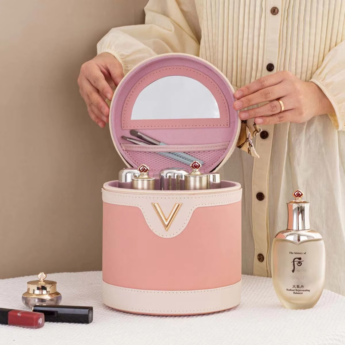 Bärbar sminkväska - Förvaringsväska för kosmetika och toalettartiklar för resor