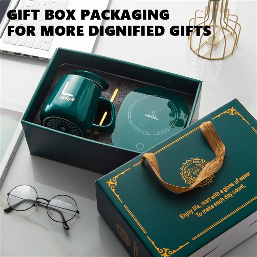 Innovativt set med uppvärmda muggar – Keramisk kopp med Smart Warming Coaster