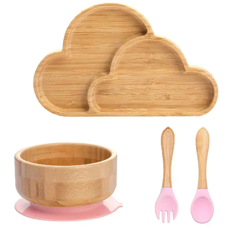 Halkfri måltidsset - Sugplatta och bestick för spädbarn och småbarn
