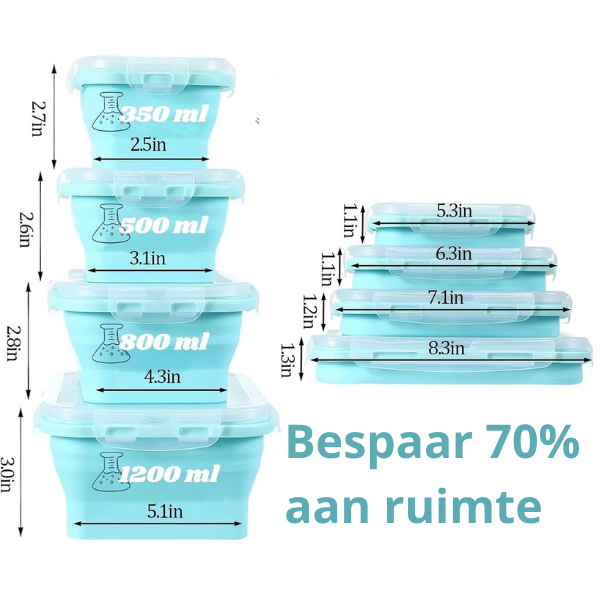 Platsbesparande hopfällbar matförvaringsset – läckagesäkra köksbehållare