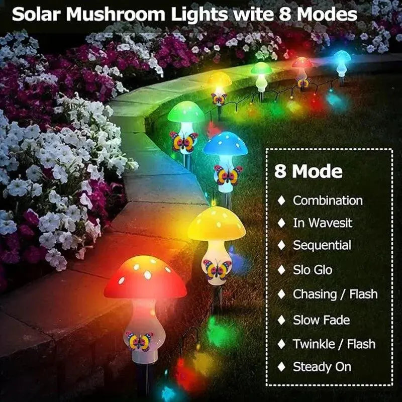 Solcellsdrivna trädgårdslampor med svampmotiv – Förtrollande LED-utomhuslampor för en sagolik atmosfär