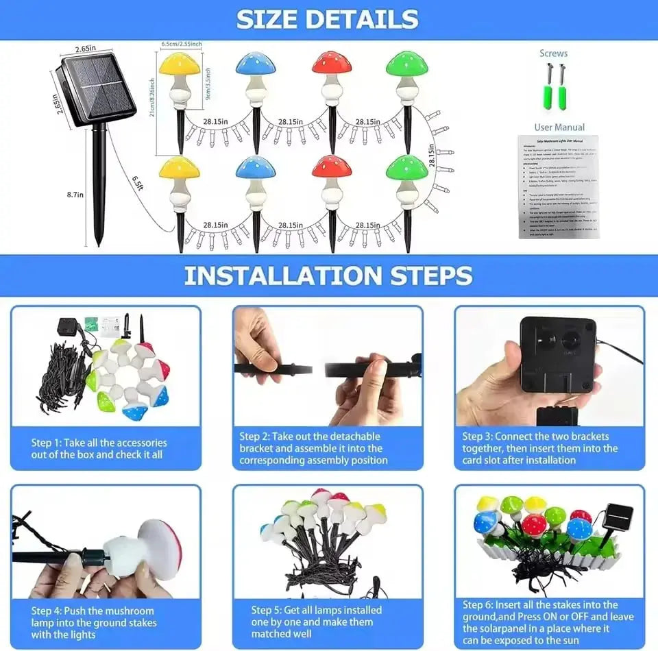 Solcellsdrivna trädgårdslampor med svampmotiv – Förtrollande LED-utomhuslampor för en sagolik atmosfär