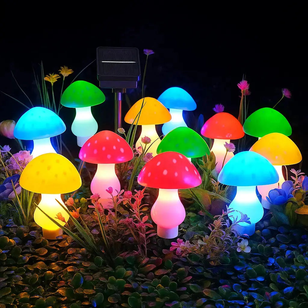Solcellsdrivna trädgårdslampor med svampmotiv – Förtrollande LED-utomhuslampor för en sagolik atmosfär