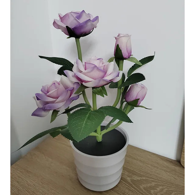 Solcellsdriven LED-lykta – Vattentät trädgårds- och uteplatsbelysning med elegant rosdesign