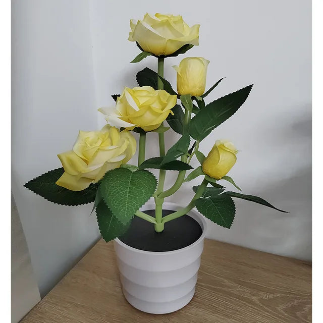 Solcellsdriven LED-lykta – Vattentät trädgårds- och uteplatsbelysning med elegant rosdesign