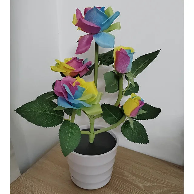 Solcellsdriven LED-lykta – Vattentät trädgårds- och uteplatsbelysning med elegant rosdesign