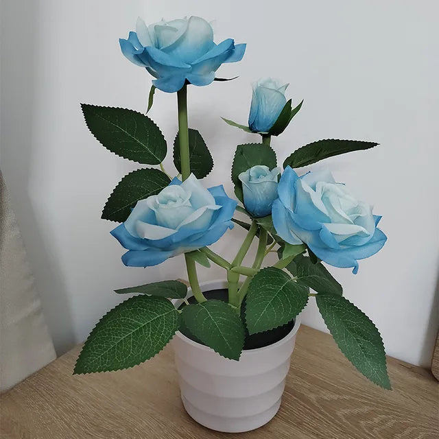 Solcellsdriven LED-lykta – Vattentät trädgårds- och uteplatsbelysning med elegant rosdesign