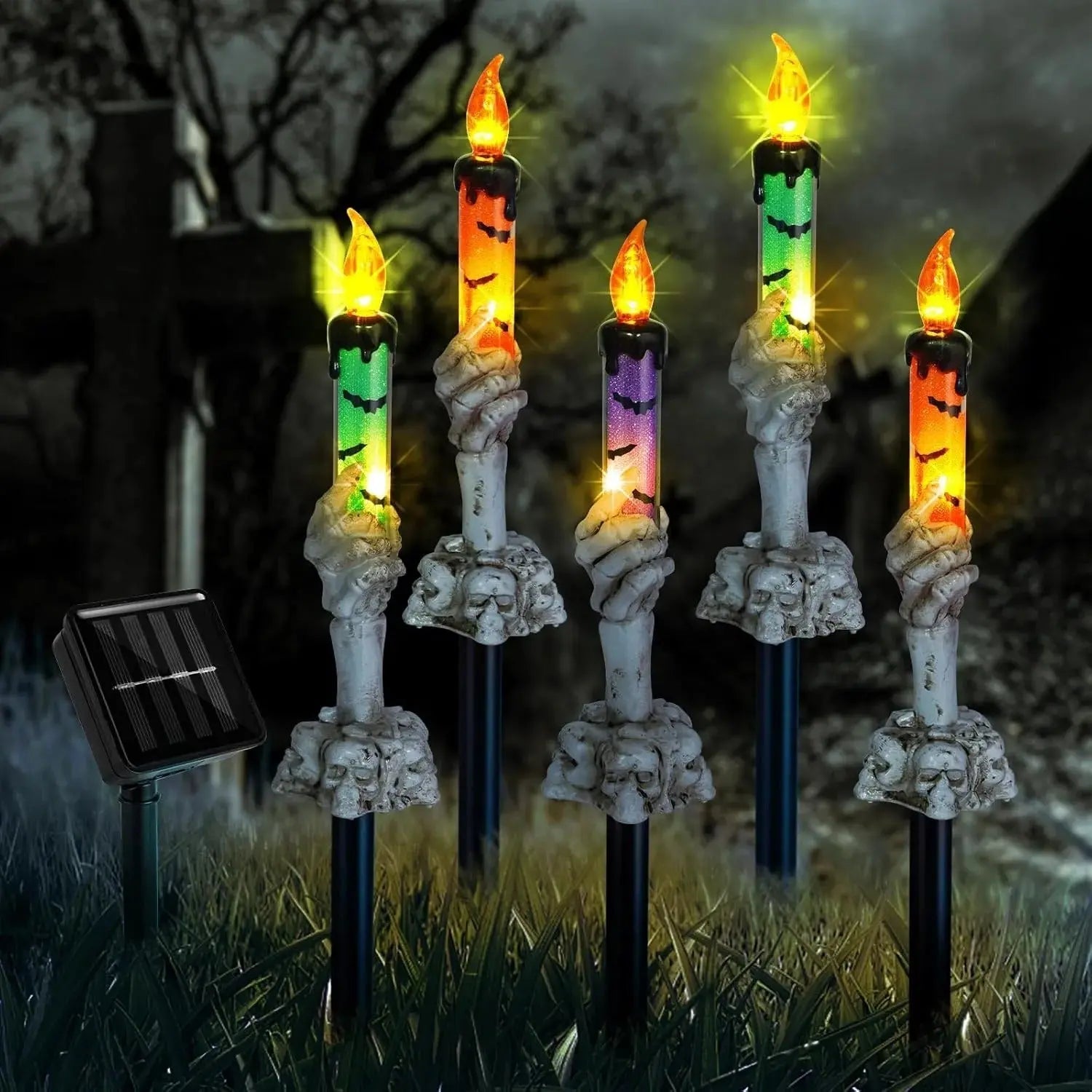 Solcellsdriven Skull Lantern – Spöklikt utomhusljus för trädgård, uteplats och gård