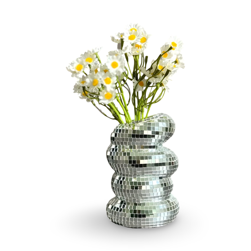 Lyxig spiralspegelmosaikvas – Modern reflekterande accentdekor för elegant heminredning