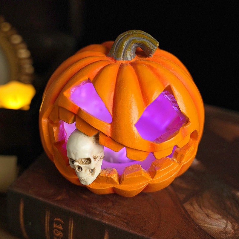 Kuslig glödpumpa – Halloween-dekoration med hemsökt dödskalle