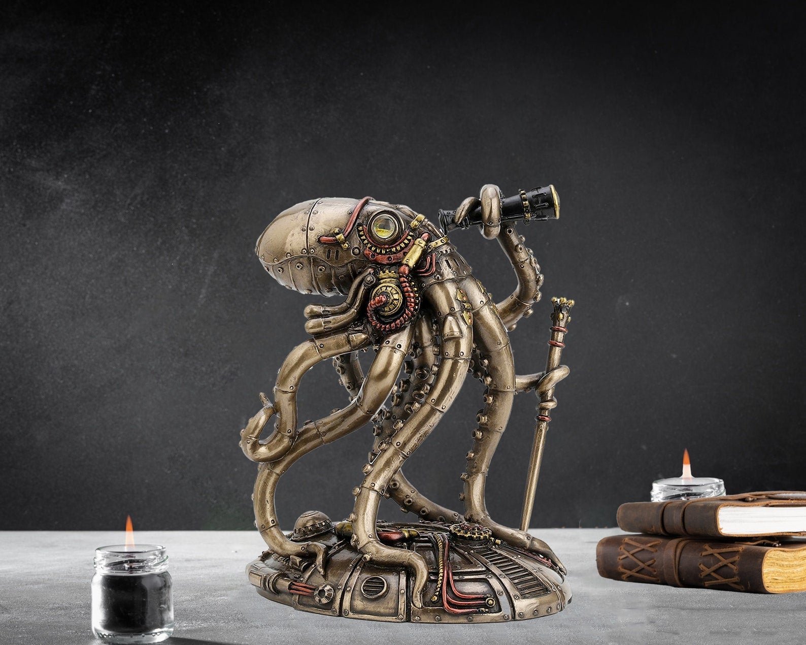 Kraken - Retro-futuristisk steampunk bläckfiskutforskare Staty