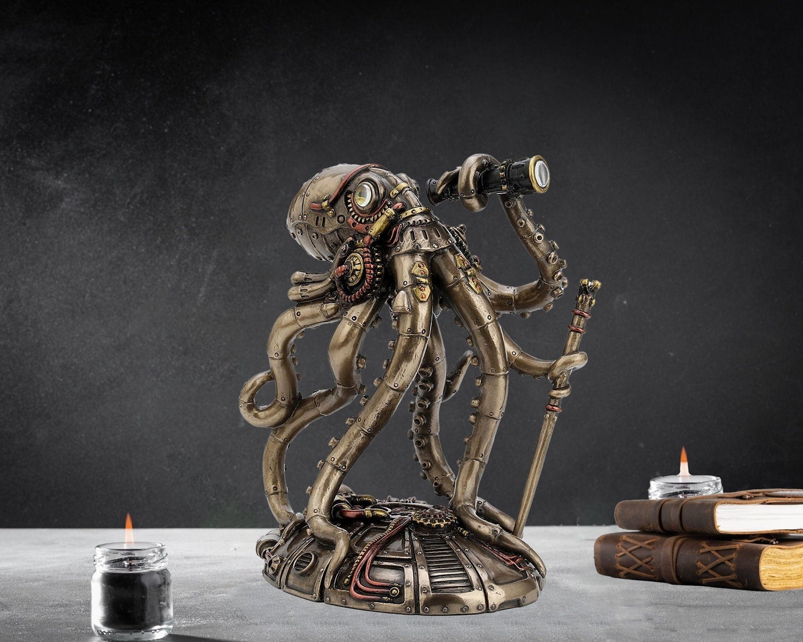 Kraken - Retro-futuristisk steampunk bläckfiskutforskare Staty