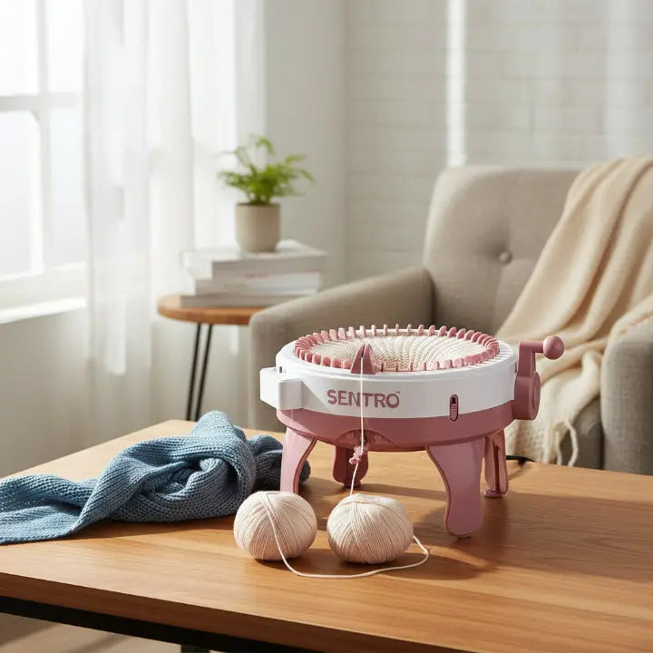 Handhållen stickmaskin med 48 pinnar – DIY-verktyg för halsdukar, mössor och garnkreationer