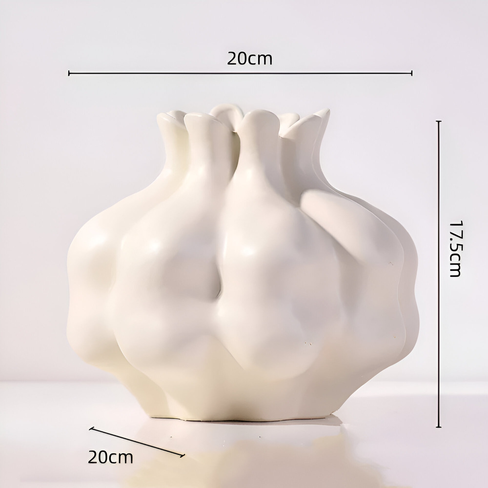 Konstnärlig granatäpplevas i keramik – Färgglad dekorativ accent för hem- och bordsdekoration