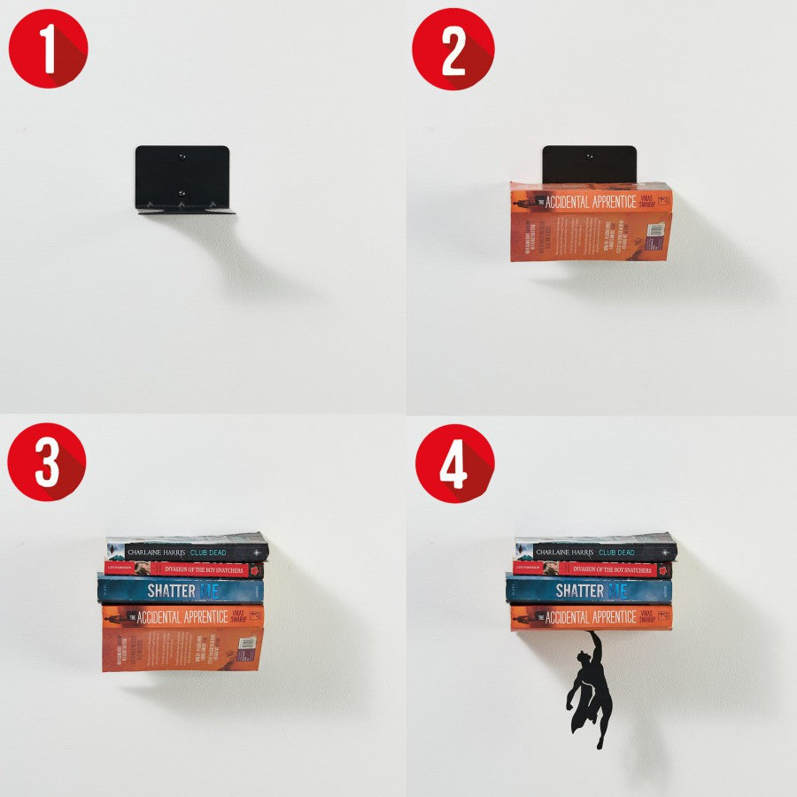 Bokstöd i metall – Kreativ superhjältedekoration för böcker, serier och kontorsdisplayer