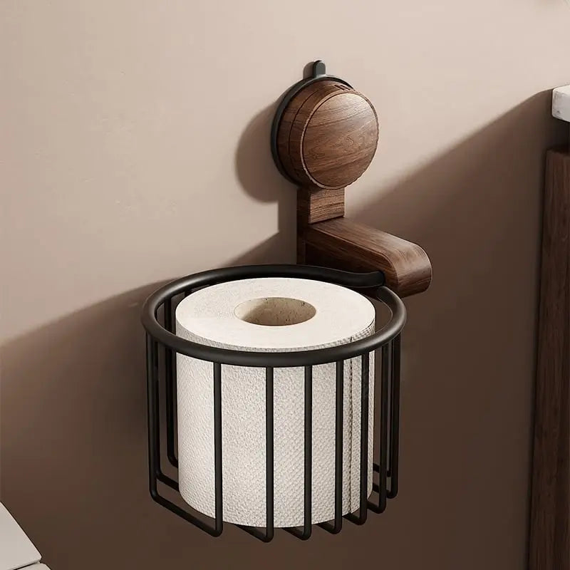 Rustik väggmonterad toalettpappershållare - Sugkoppsbadrumsorganisatör med elegant design