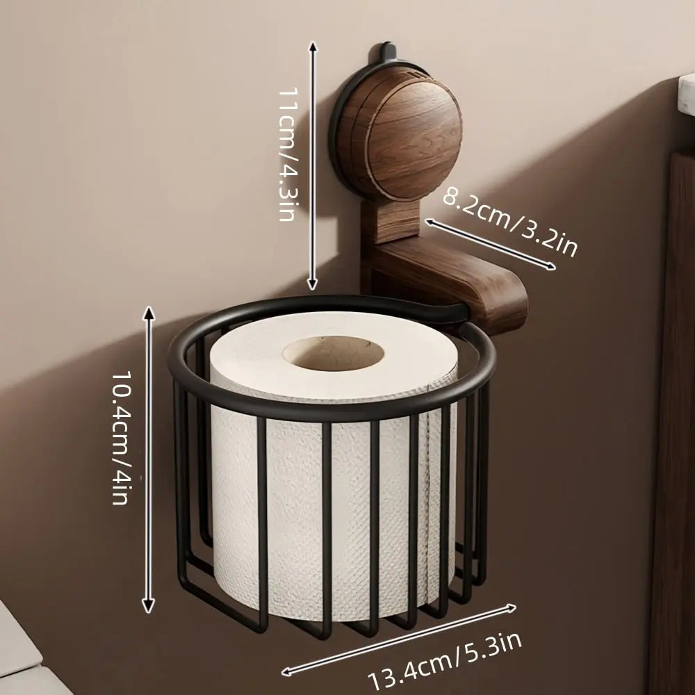 Rustik väggmonterad toalettpappershållare - Sugkoppsbadrumsorganisatör med elegant design