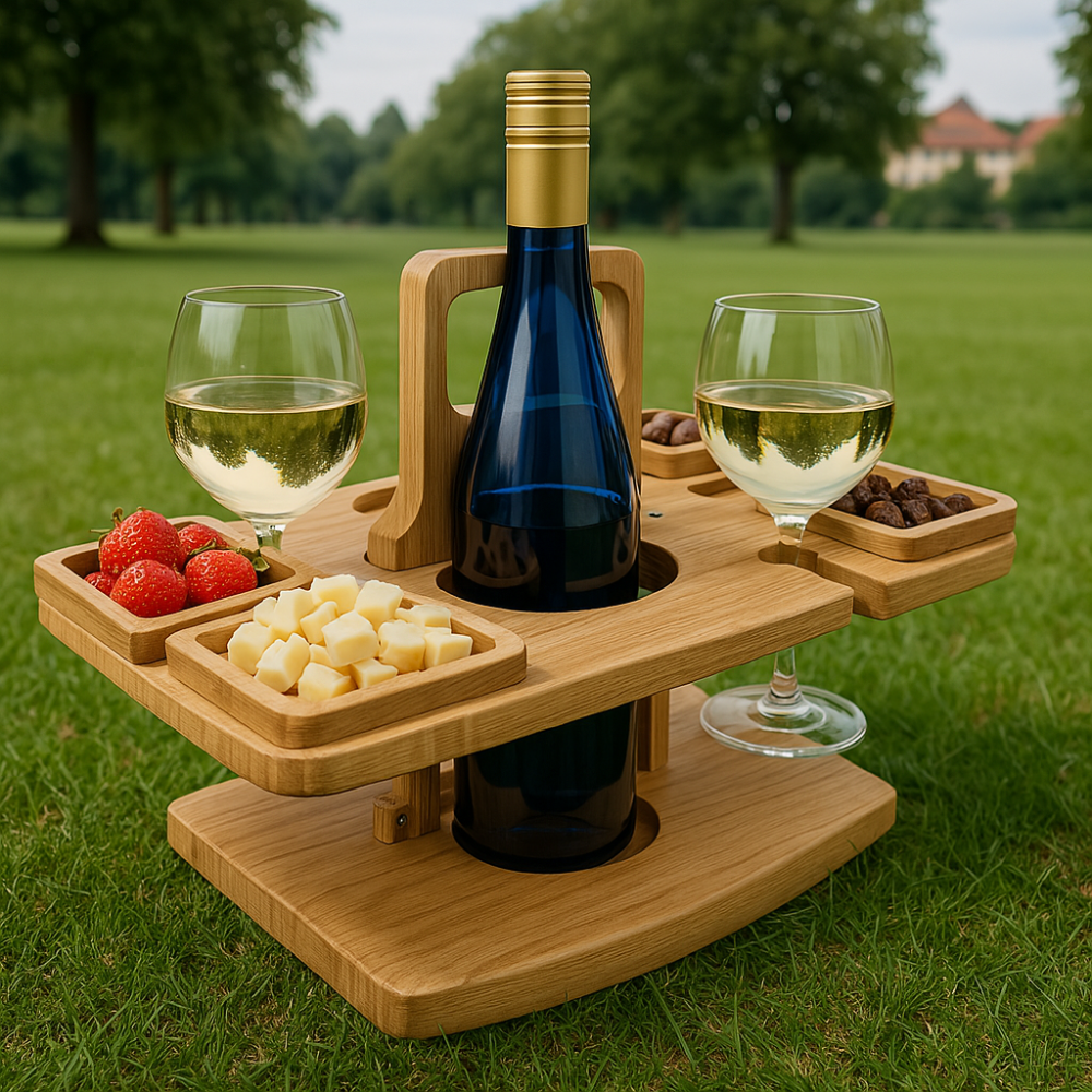 Hopfällbart vinpicknickbord – Bärbart träställ för utomhusaktiviteter och sammankomster