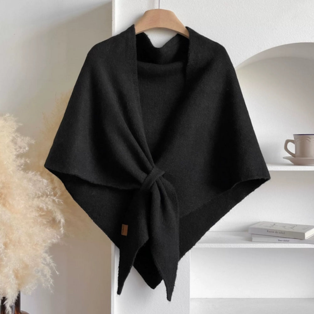 Mysig triangelponcho för kvinnor - Mjuk stickad sjalkappa för vinter och höst