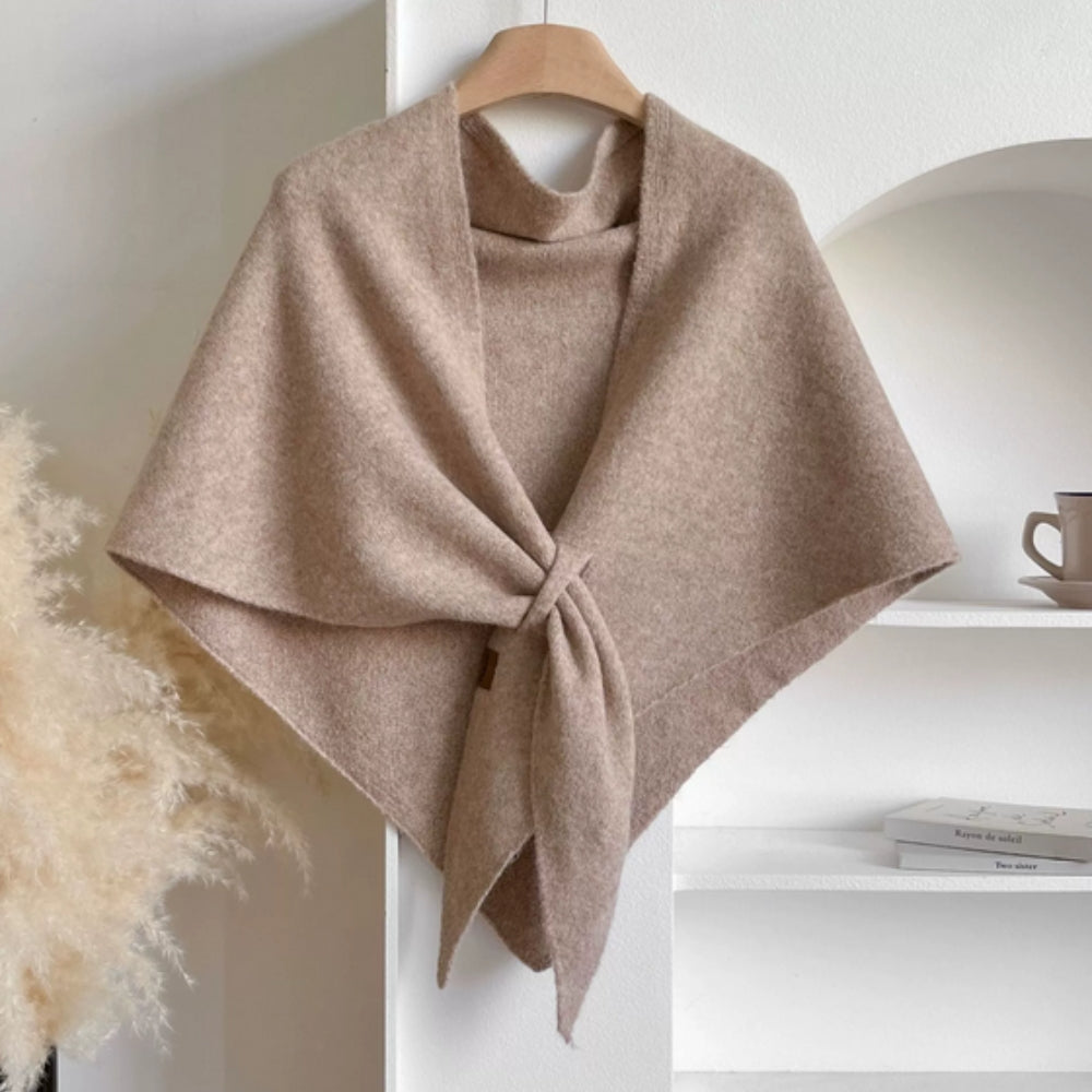 Mysig triangelponcho för kvinnor - Mjuk stickad sjalkappa för vinter och höst