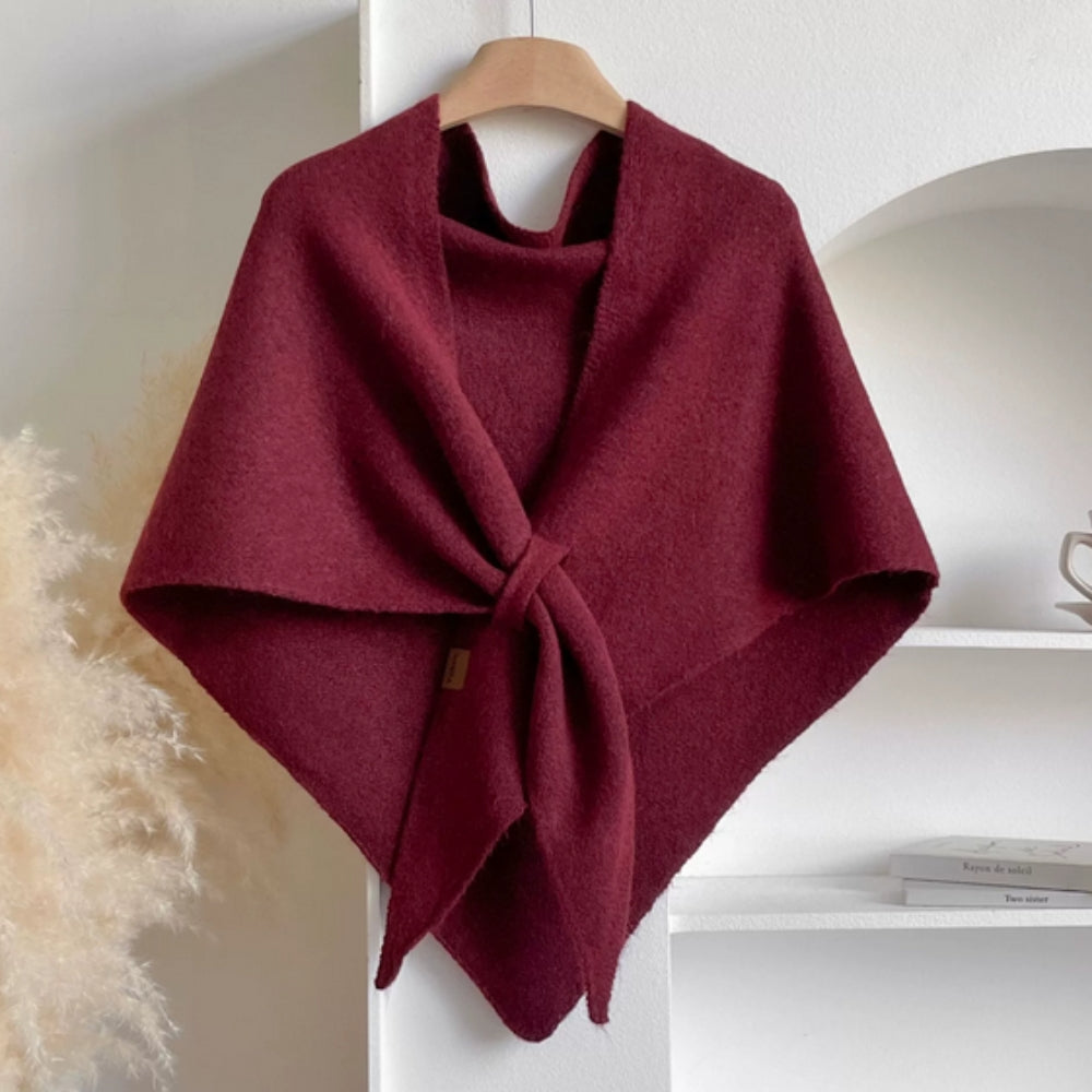 Mysig triangelponcho för kvinnor - Mjuk stickad sjalkappa för vinter och höst