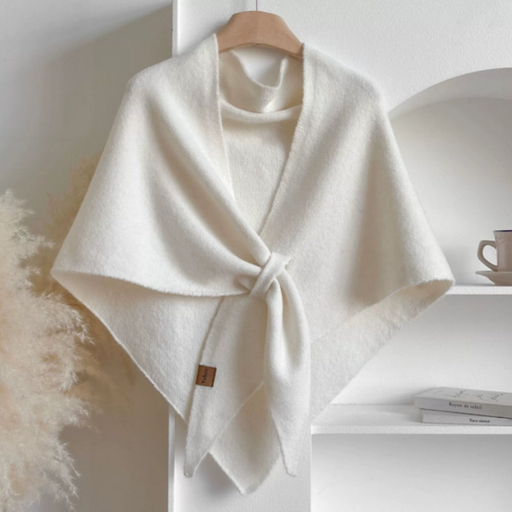 Mysig triangelponcho för kvinnor - Mjuk stickad sjalkappa för vinter och höst