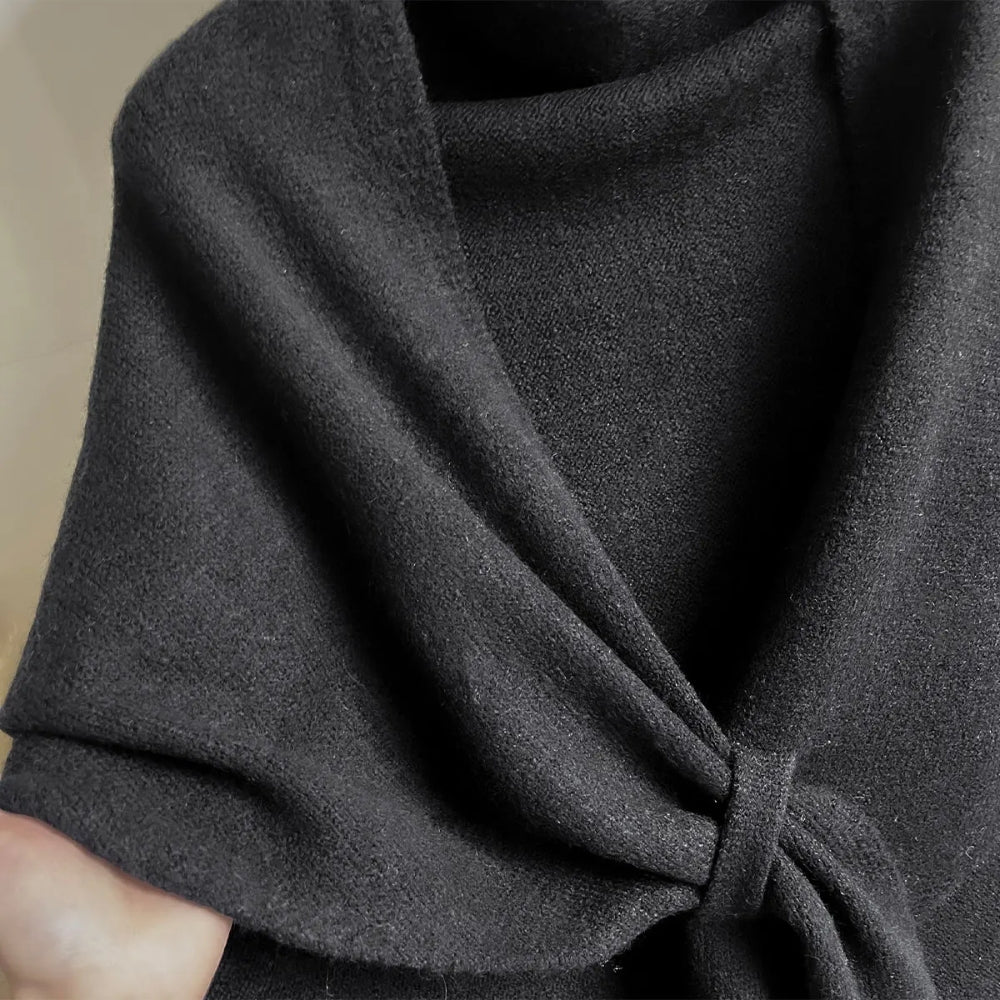 Mysig triangelponcho för kvinnor - Mjuk stickad sjalkappa för vinter och höst