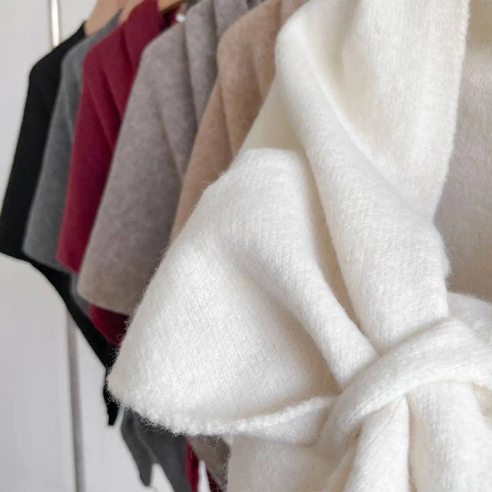 Mysig triangelponcho för kvinnor - Mjuk stickad sjalkappa för vinter och höst