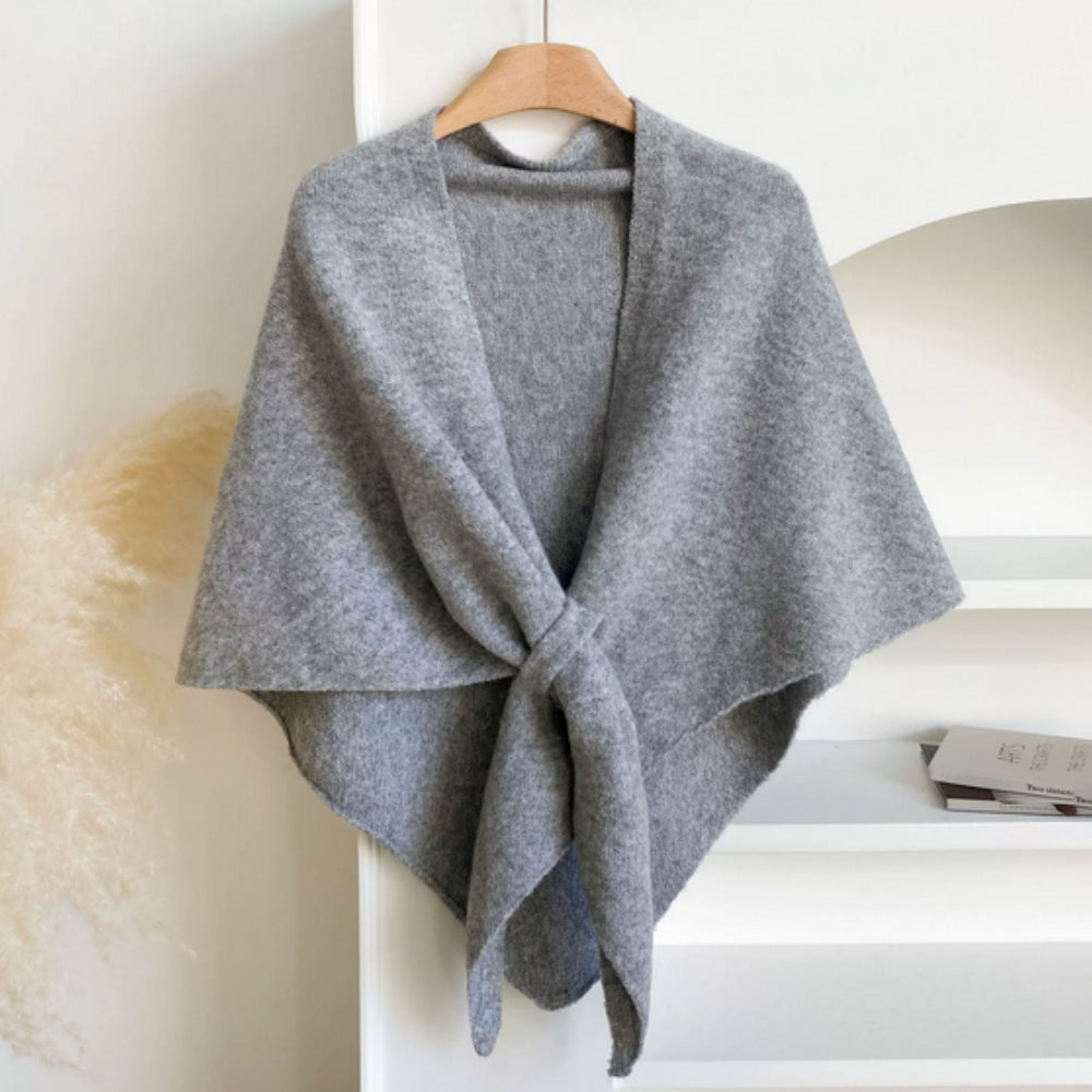 Mysig triangelponcho för kvinnor - Mjuk stickad sjalkappa för vinter och höst