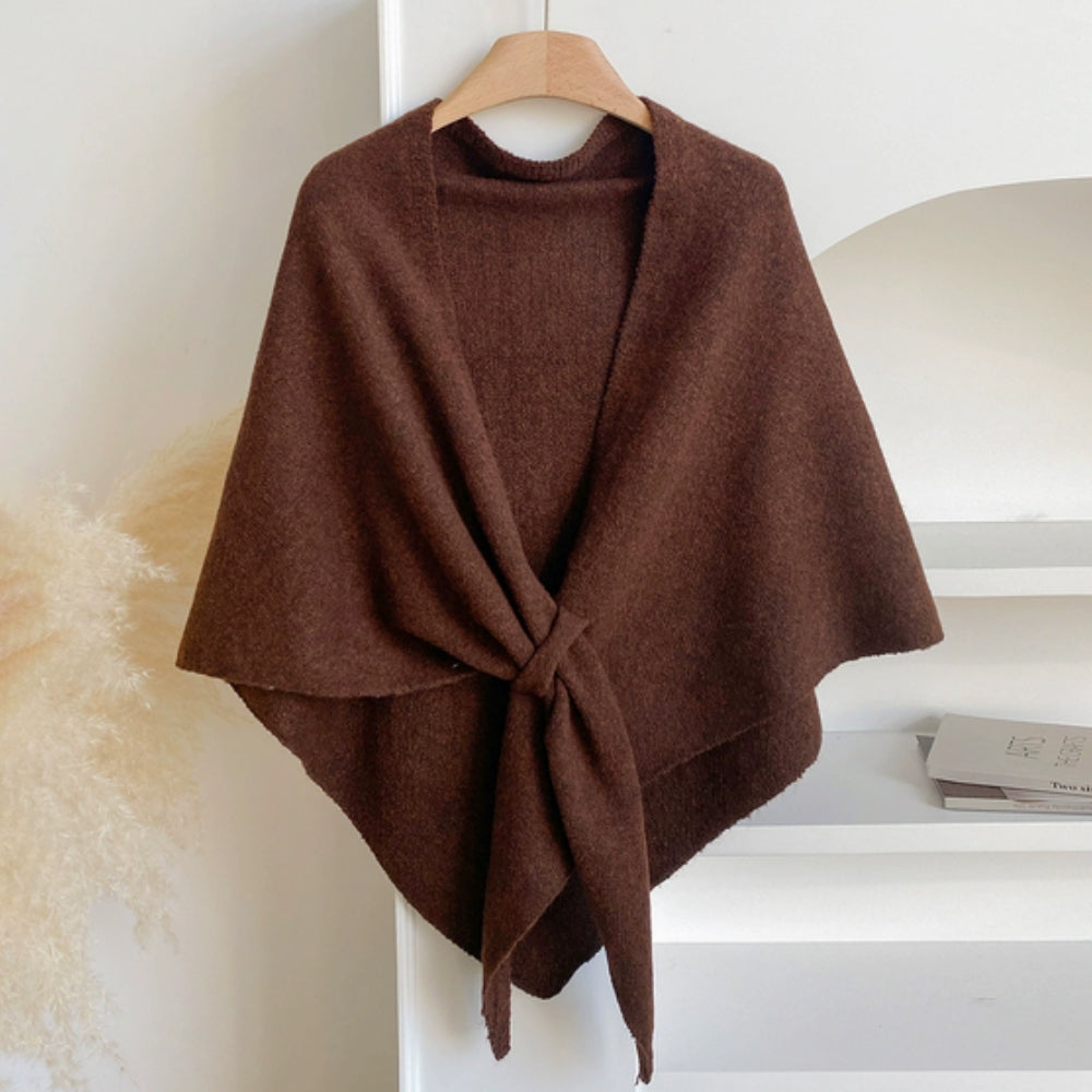 Mysig triangelponcho för kvinnor - Mjuk stickad sjalkappa för vinter och höst