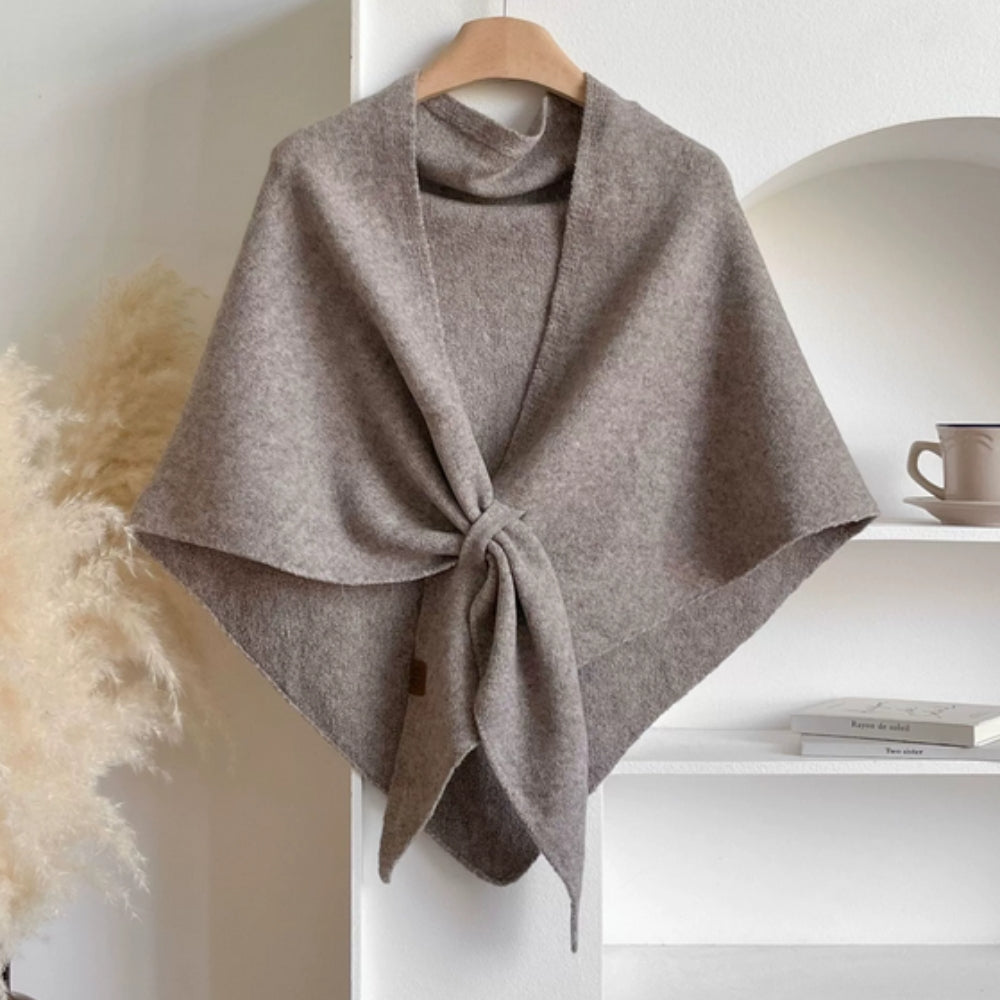 Mysig triangelponcho för kvinnor - Mjuk stickad sjalkappa för vinter och höst
