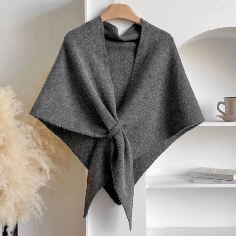 Mysig triangelponcho för kvinnor - Mjuk stickad sjalkappa för vinter och höst